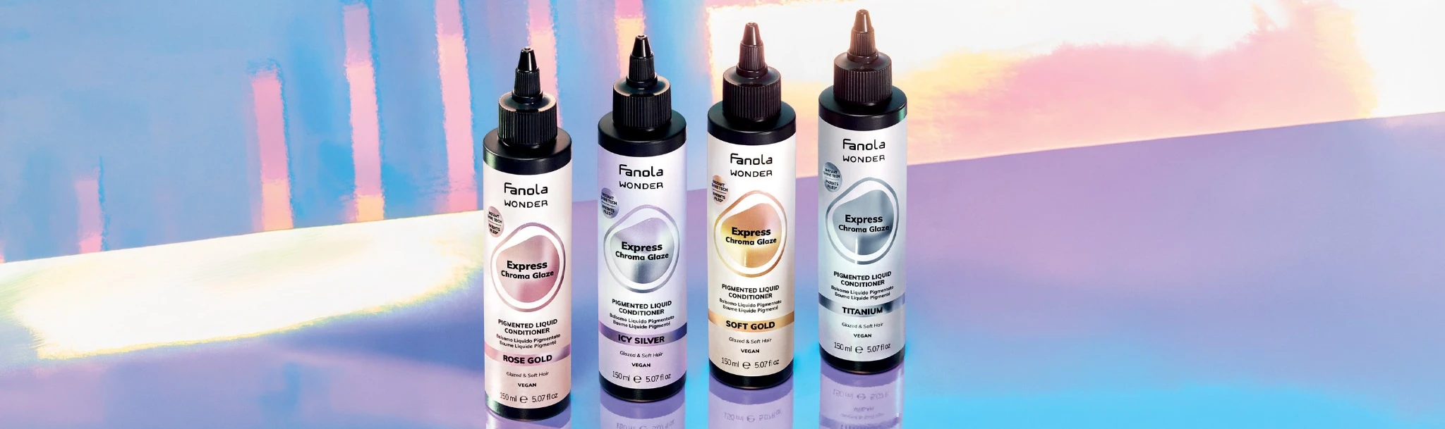 Pełna gama czterech odcieni Fanola Wonder Express Chroma Glaze